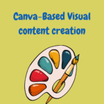 Canva-based visual content creation illustration with a paint palette and brush."